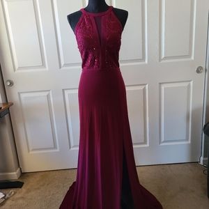 Formal maroon evening gown